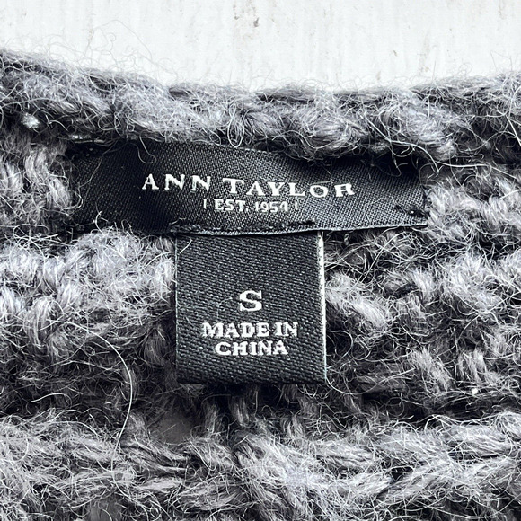 Ann Taylor Loft Womens Cardigan Sweater SZ S Wool Alpaca Blend Grey Cable Knit - Picture 6 of 9